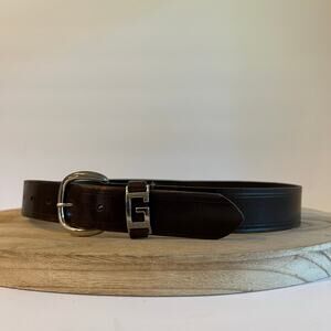 Guess Brown Distressed Genuine Leather Worn in Silver Buckle Belt Size Medium